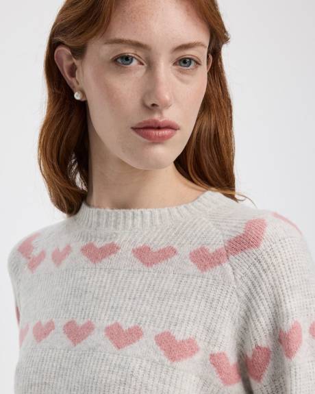 Pull de à manches longues et col rond avec coeurs