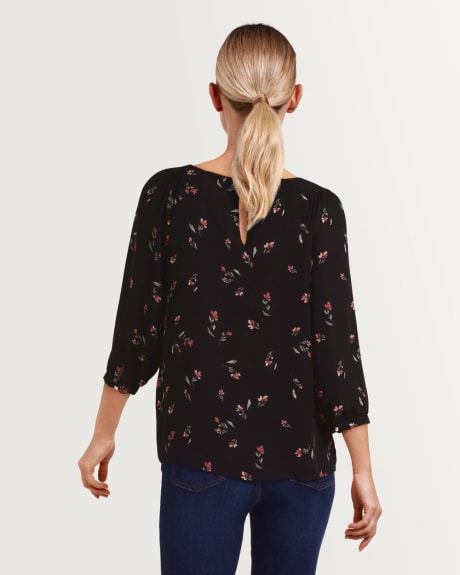 Printed Boat Neck Crepe Blouse