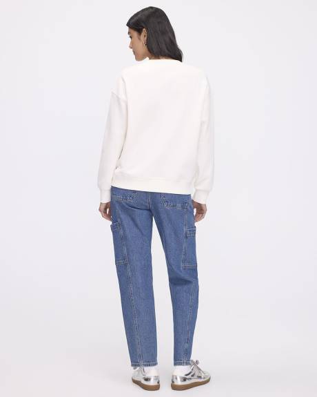 Pull en molleton &agrave; manches longues et col rond