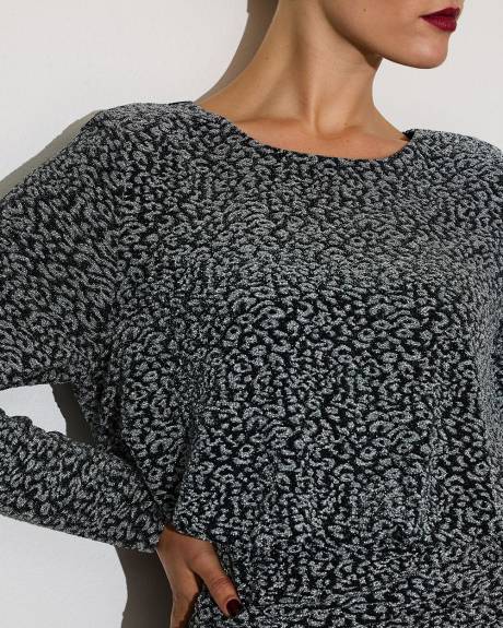 Long-Sleeve Midi Dress Leopard Print