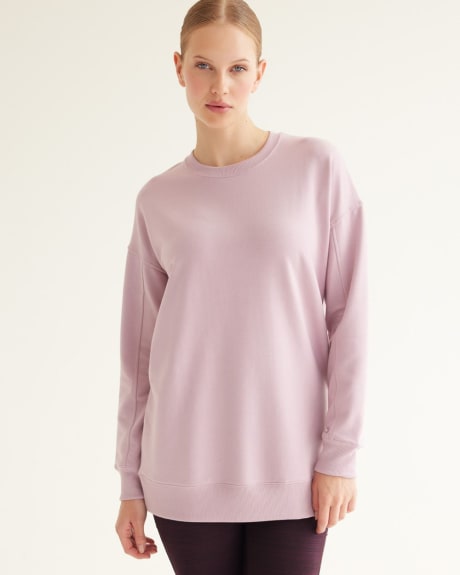 Long-Sleeve French Terry Tunic with Crew Neckline - Hyba