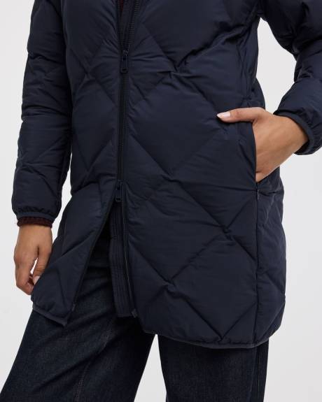 Manteau long &agrave; capuchon matelass&eacute;