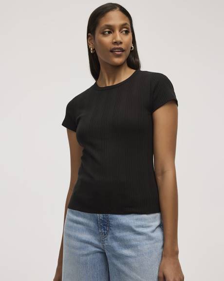 Fitted Crew-Neck Ribbed T-Shirt