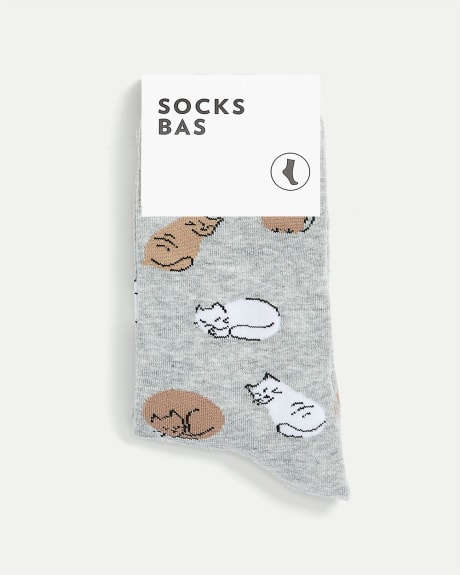 Cotton Socks with Sleeping Cats