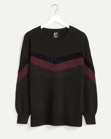 Colour-Block Crew Neck Sweater
