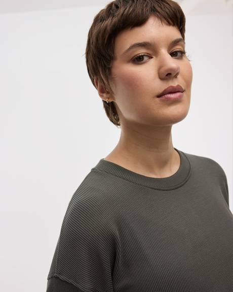 Pull en tricot ottoman à manches longues et col rond - Hyba