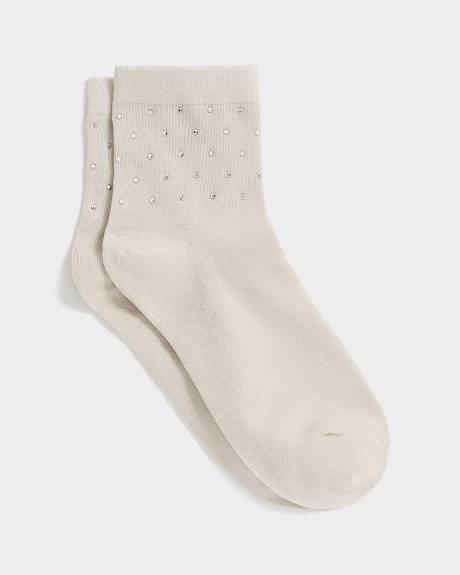 Bas chevilles avec strass à l'ourlet