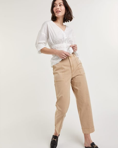 High Rise Straight Leg Ankle Chino Trousers - Petite