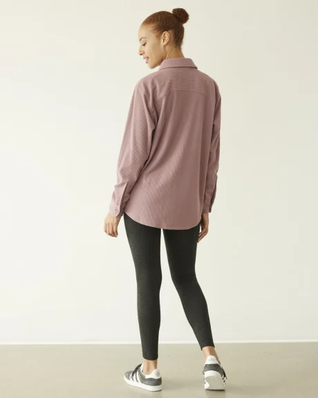 Long-Sleeve Velvet Ottoman-Knit Shirt - Hyba