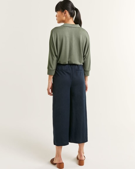 Pull On Knit Wide Cropped Pants