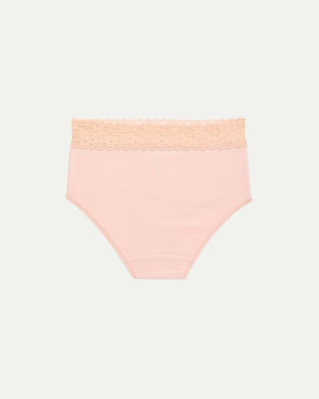 Cotton High Waist Panties with Lace Waistband, R Line