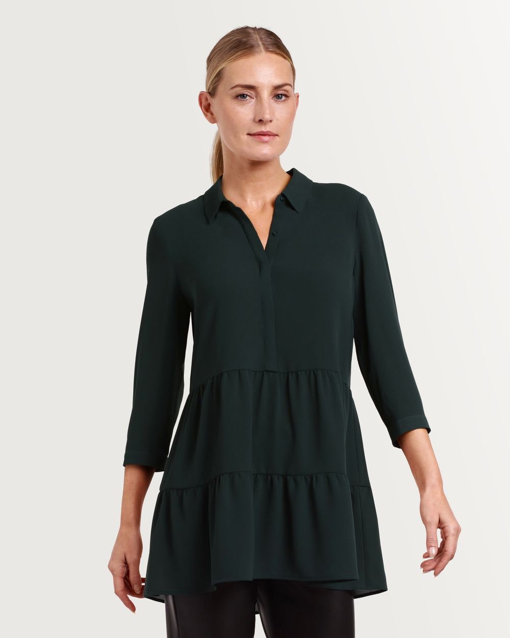 Solid Tiered Crepe Tunic