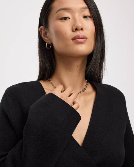 Long-Sleeve V-Neck Wrap Top