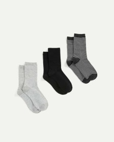 Stripes Cotton & Lurex Blend Socks Trio