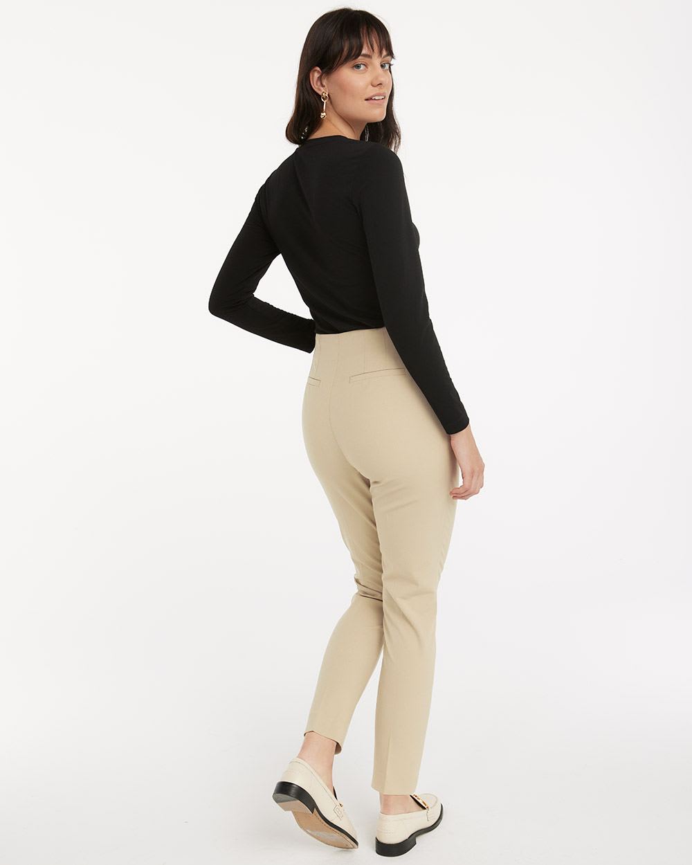 Solid High-Rise Tapered-Leg Pants