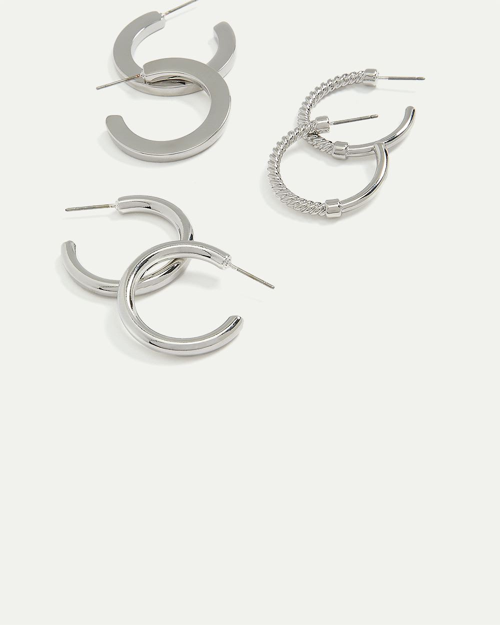 Thick Hoop Earrings, Set of 3