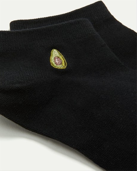Cotton Anklet Socks with Avocado at Hem