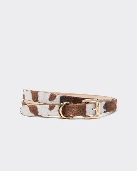 Skinny Faux Cow Skin Belt