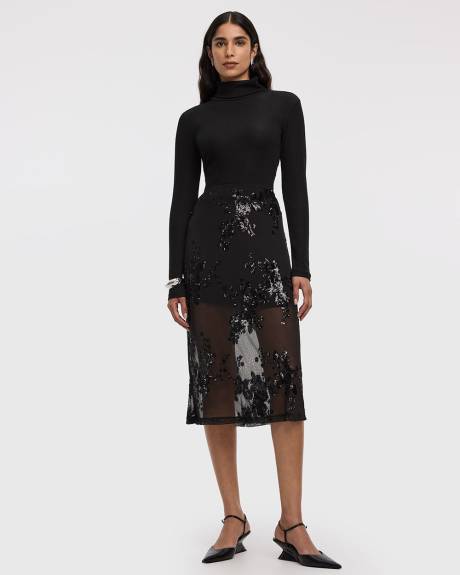 Midi Mesh Sequins Skirt