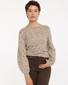 Long-Sleeve Boat-Neck Pullover with Pointelle Stitches