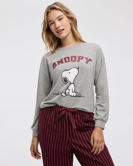 Pull de pyjama Snoopy à manches longues et col rond