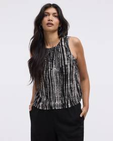 Camisole à col rond en tricot plissé