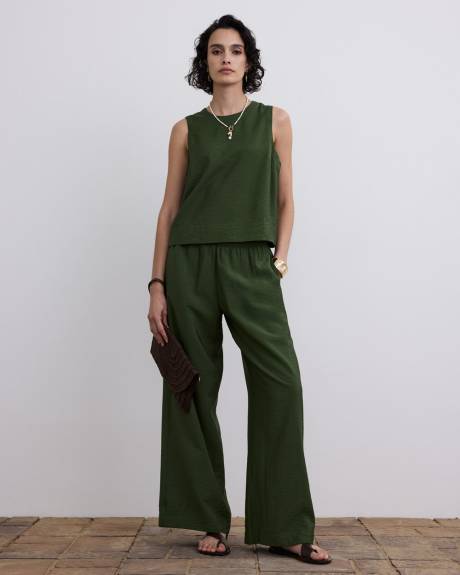 Wide-Leg High-Rise Pull-On Pant