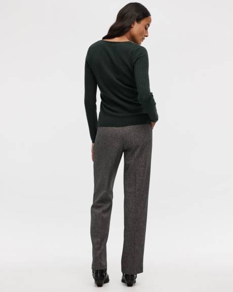 Pull à côtelé large à manches longues et col V