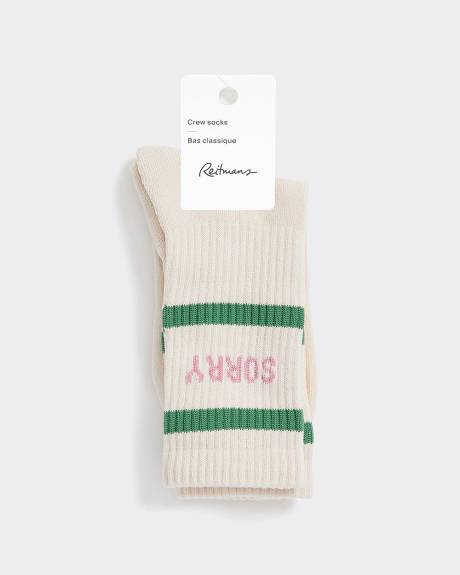 Ribbed Socks with Quote at Hem