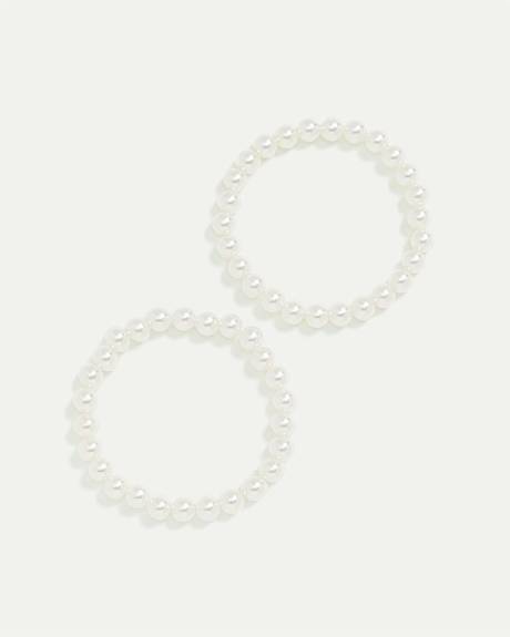 Elastic Bracelets with Pearls - Set of 2
