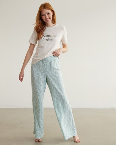 Pantalon pyjama en challis à jambe large, R Line