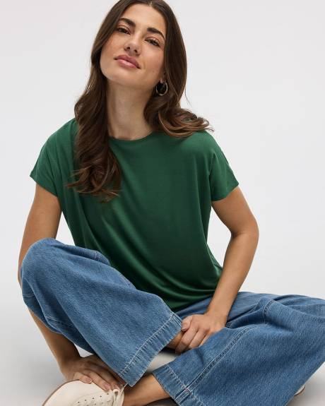 T-shirt &agrave; manches courtes dolman et col bateau