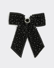 Bow Hair Clip with Black Beads