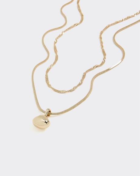 Collier double avec pendentif en métal