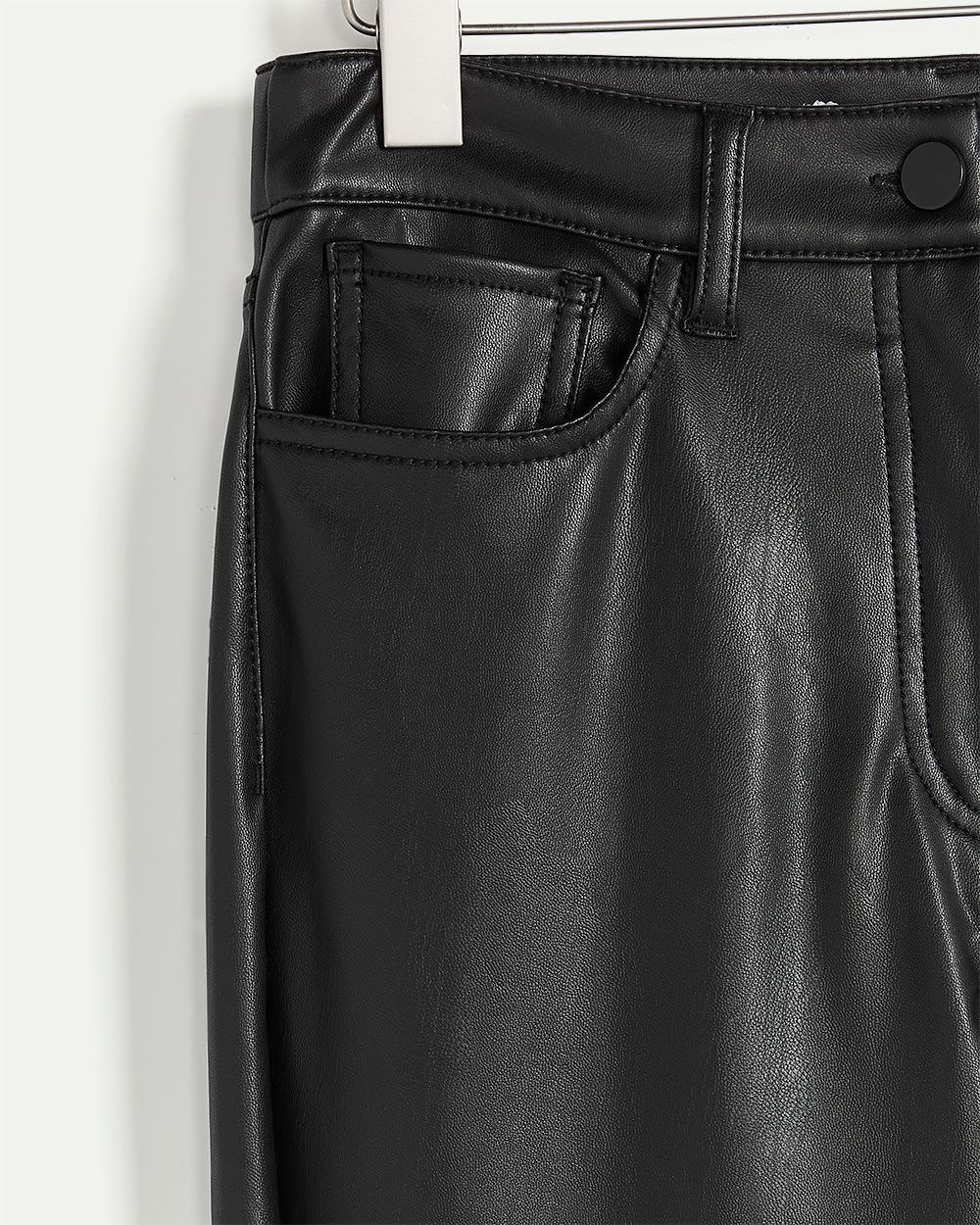 High Rise Faux Leather Straight Leg Pant - Tall
