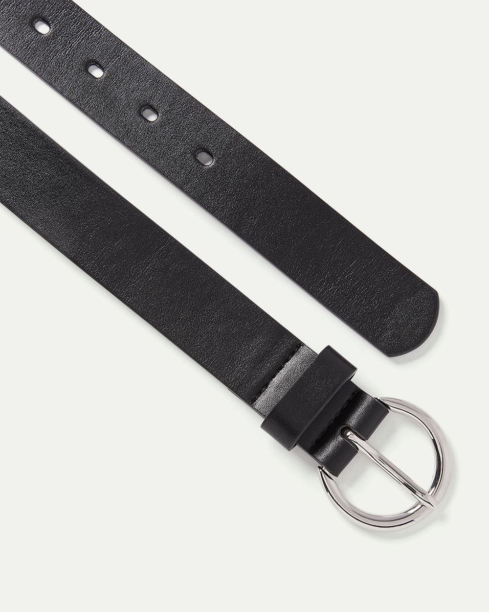 Faux Leather Belt with Round Buckle