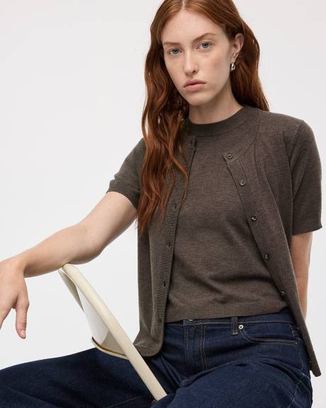 Short-Sleeve Buttoned-Down Cardigan