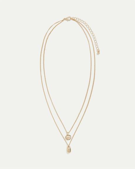 Double-Layer Short Necklace with Metal Pendants
