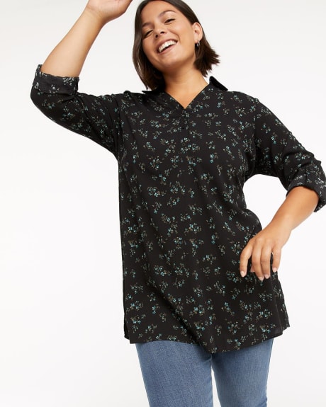 Printed Tunic with Johnny Collar