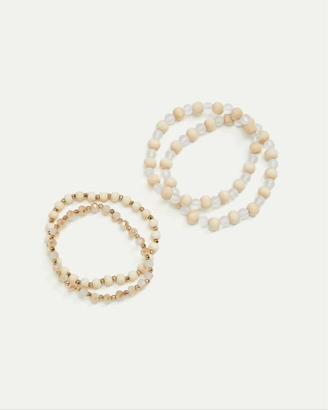 Wooden Beads Bracelets, Set of 4