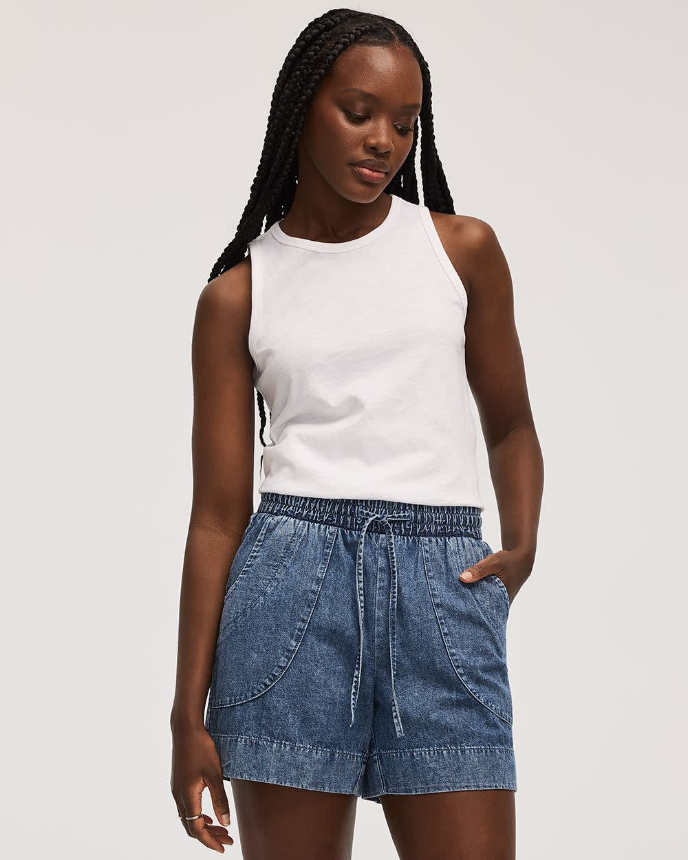 Denim Shorts with Drawstring