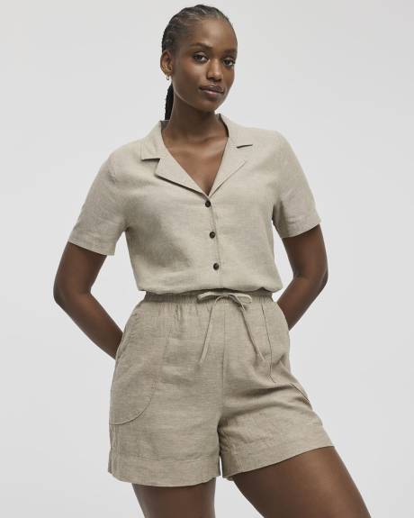 Linen-Blend Shorts with Drawstring