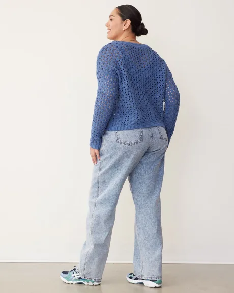 Long-Sleeve Pullover with Open Stitches
