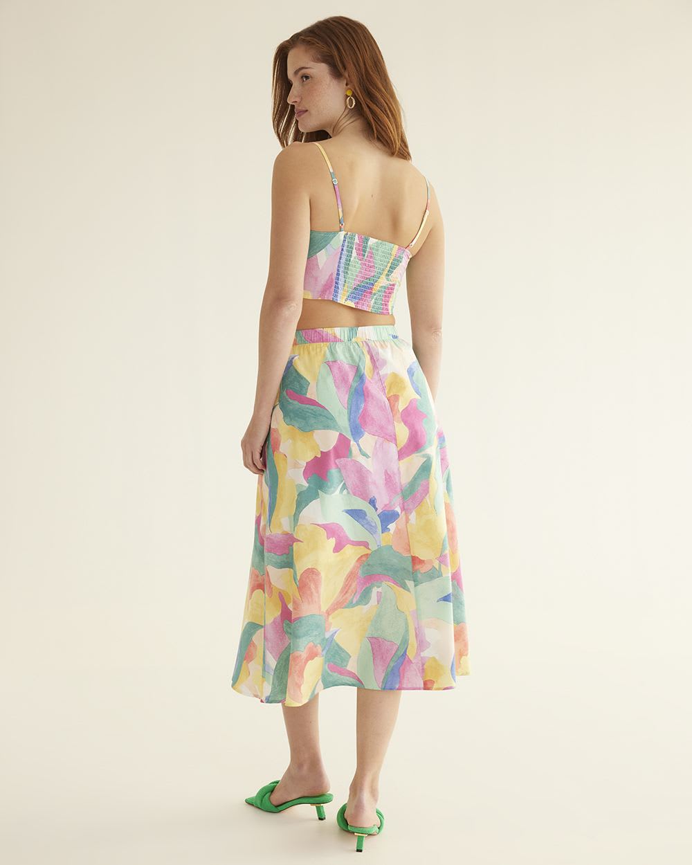 Flowy Midi Skirt with Elastic Waistband