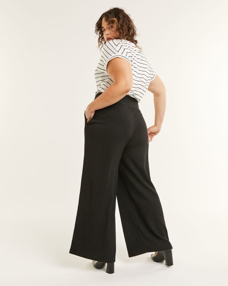 Wide Leg Pull On Solid Pants - Tall
