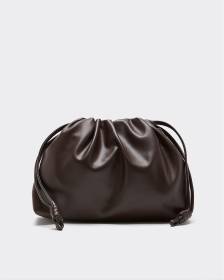 Ruched Shoulder Bag with Metal Chain