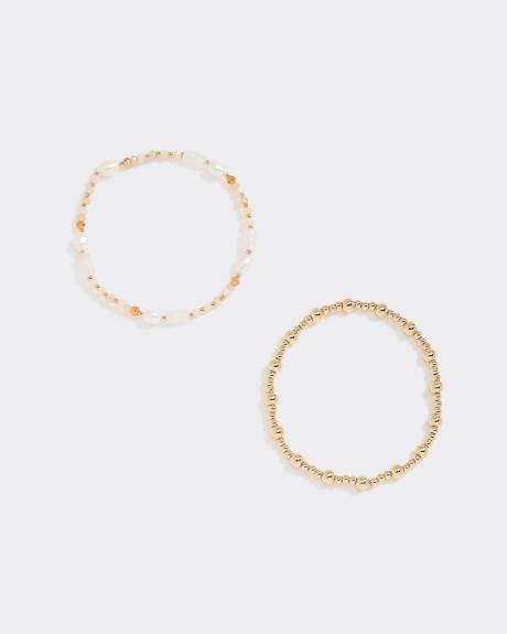 Bracelets élastiques à billes - Ens. de 2