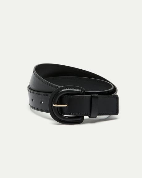 Thin Belt with Faut Leather Buckle | Reitmans