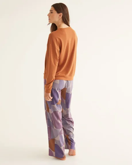 Long-Sleeve French Terry Pyjama Top, R Line