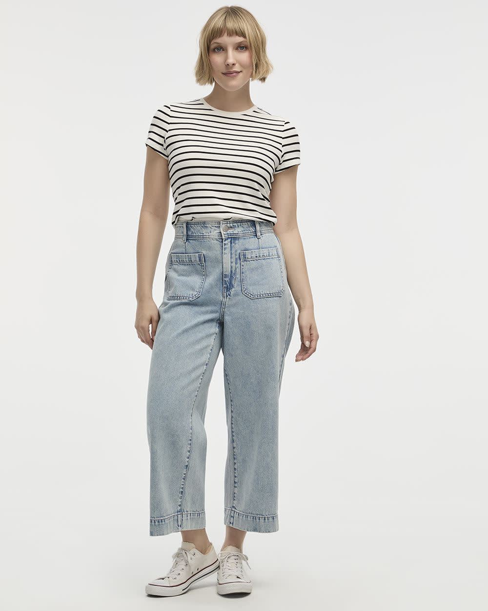 Wide-Leg High-Rise Cropped Jean